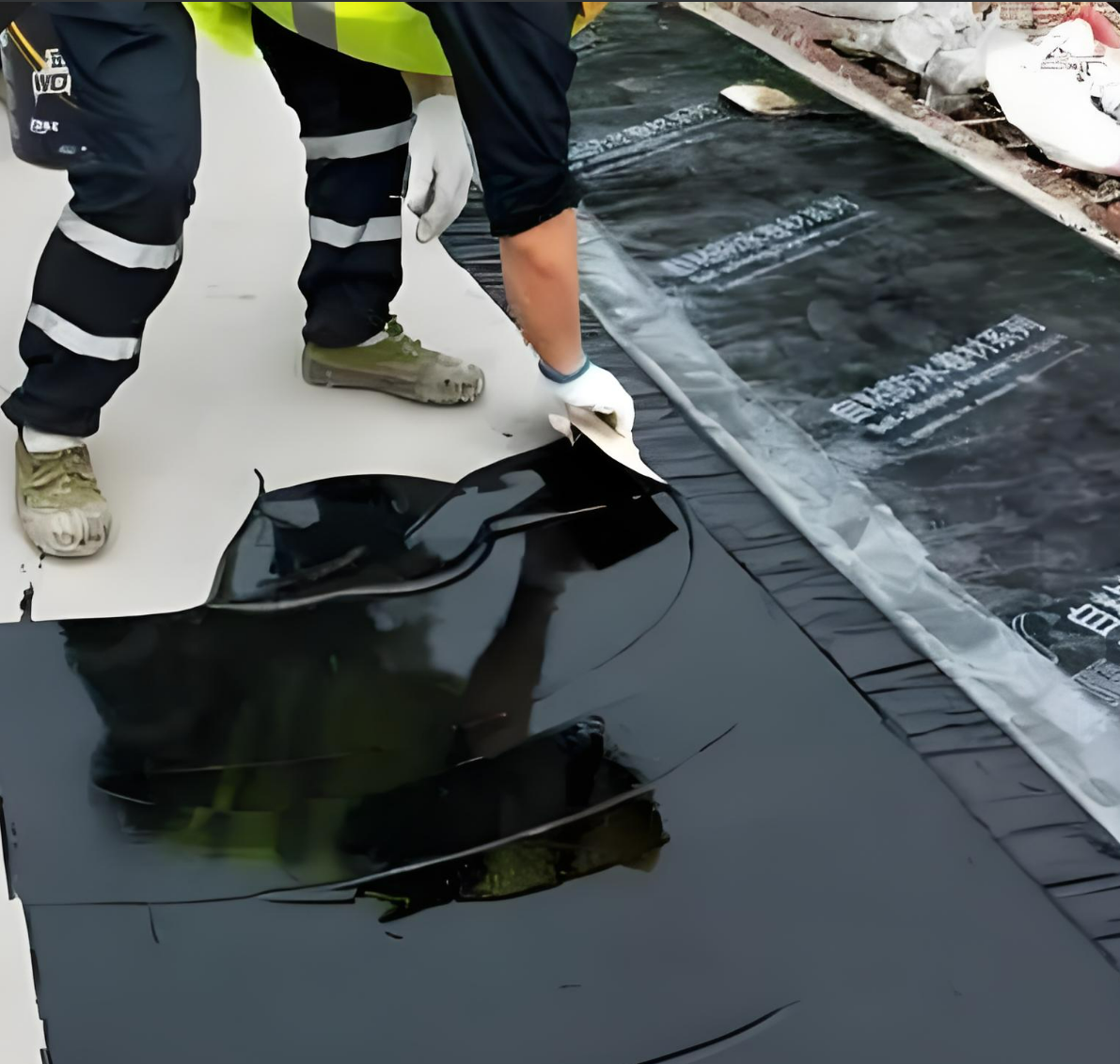 Non-curing asphalt sealant application for roof waterproofing
